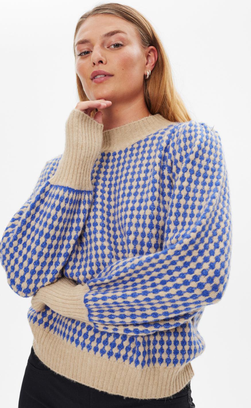 Freequent Pullover Smerla Corckery Melange Deep Ultramarine