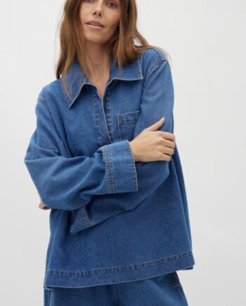 Global Funk Bluse Maitana-  Mid Vintage Blue