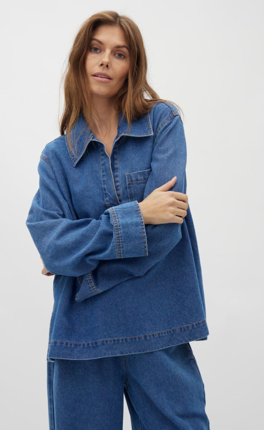 Global Funk Bluse Maitana- Mid Vintage Blue