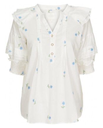 Gossia Bluse Freya White With Blue Flower
