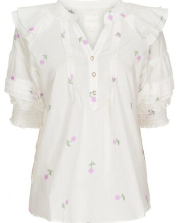 Gossia Bluse Freya White With Lavender Flower