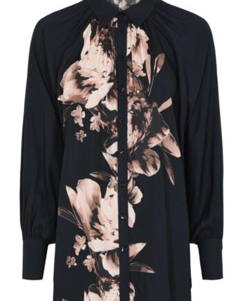 Gustav Skjorte Elea Oversize Black   Bark