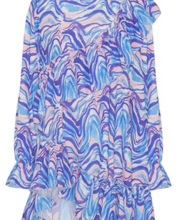 Hunkøn Bluse Mabel Ruffle Blue Swirl Art Print