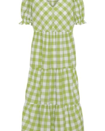 Hunkøn Kjole Geira Green Checked