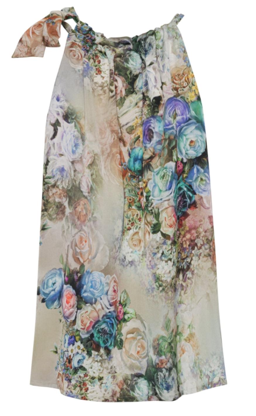 Karmamia Copenhagen Top Ruffle Tie Fleur Blue
