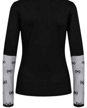 Liberte Bluse Isa Ls Lace Sleeve Black Bow