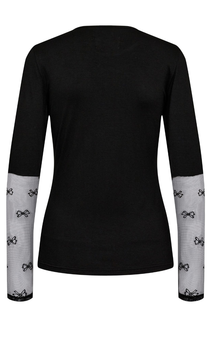 Liberte Bluse Isa Ls Lace Sleeve Black Bow