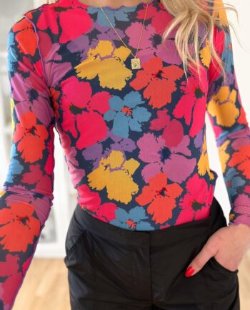 Liberte Bluse Mesh Painted Flowers Navy