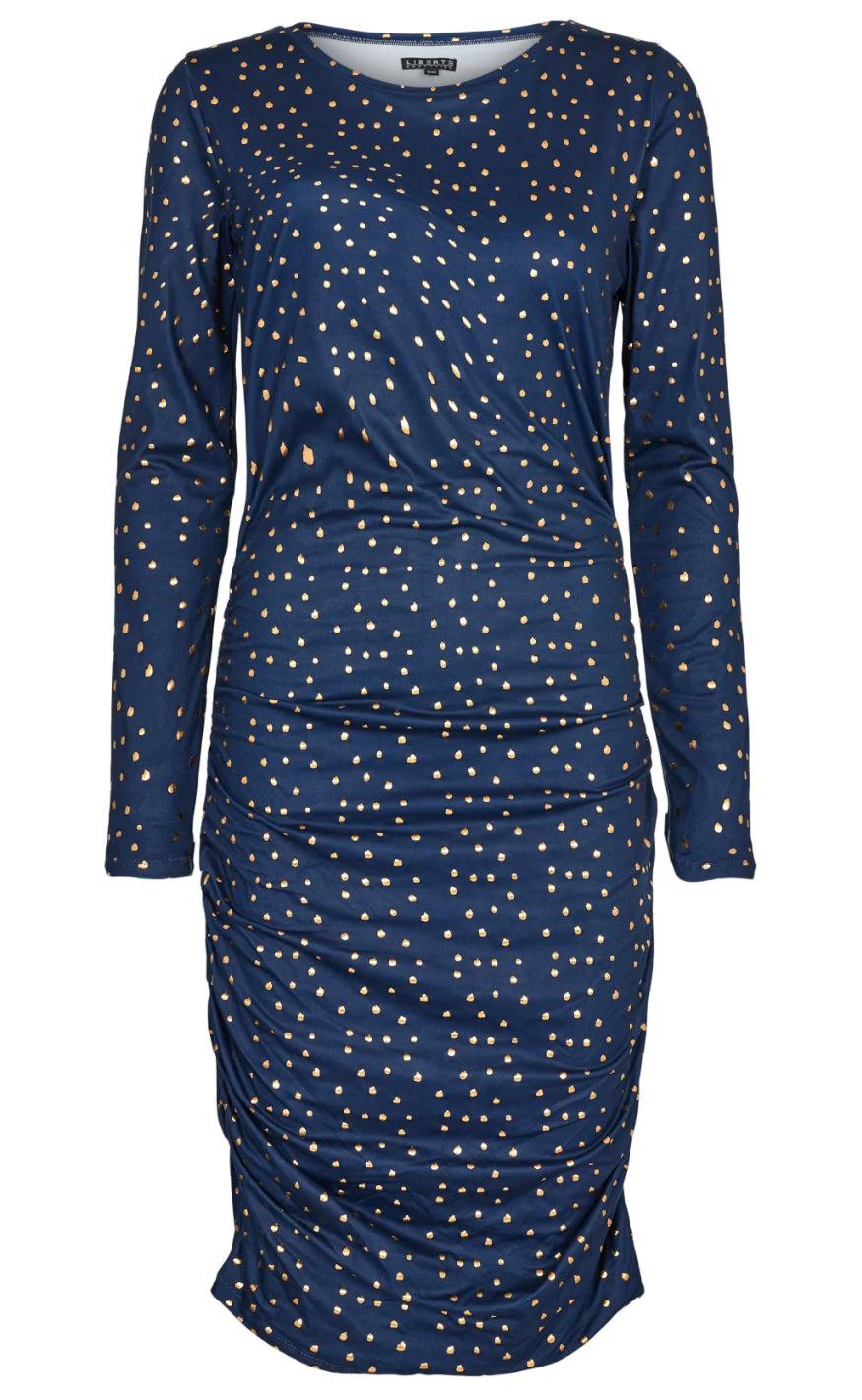 Liberte Kjole Alma Navy Gold Dot