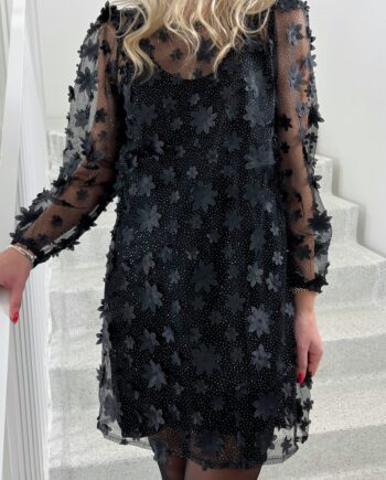 Liberte Kjole Lamilla Black Glitter Flower
