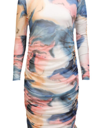 Liberte Kjole Mesh Blue Peach Gold Marble