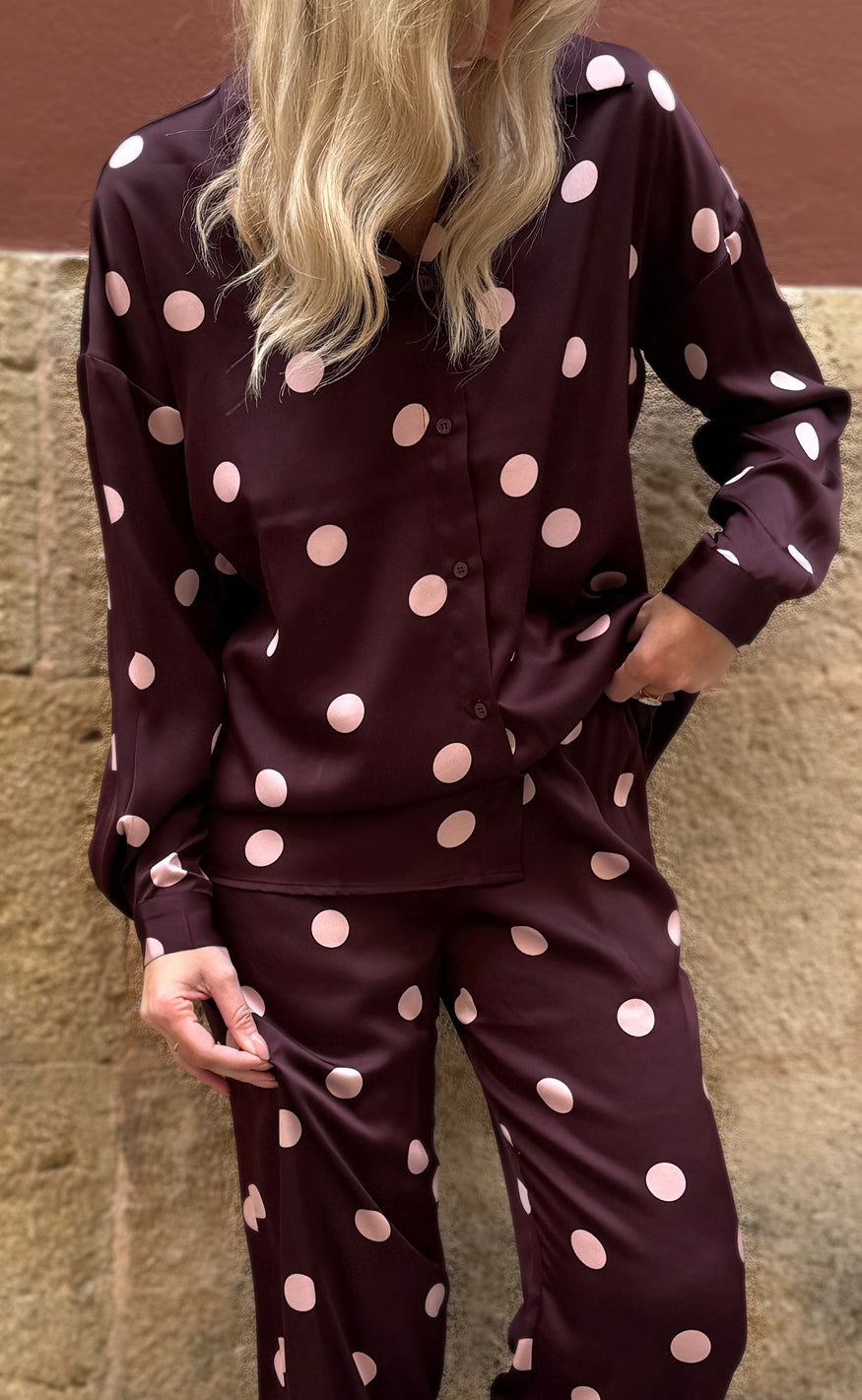 Liberte Skjorte Dotti Plum Rose Big Dot