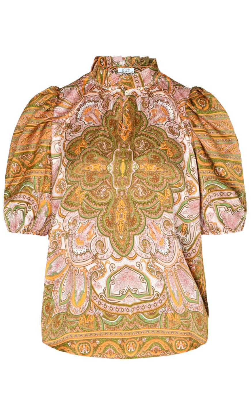 Love Divine Bluse Love910- Green Paisley