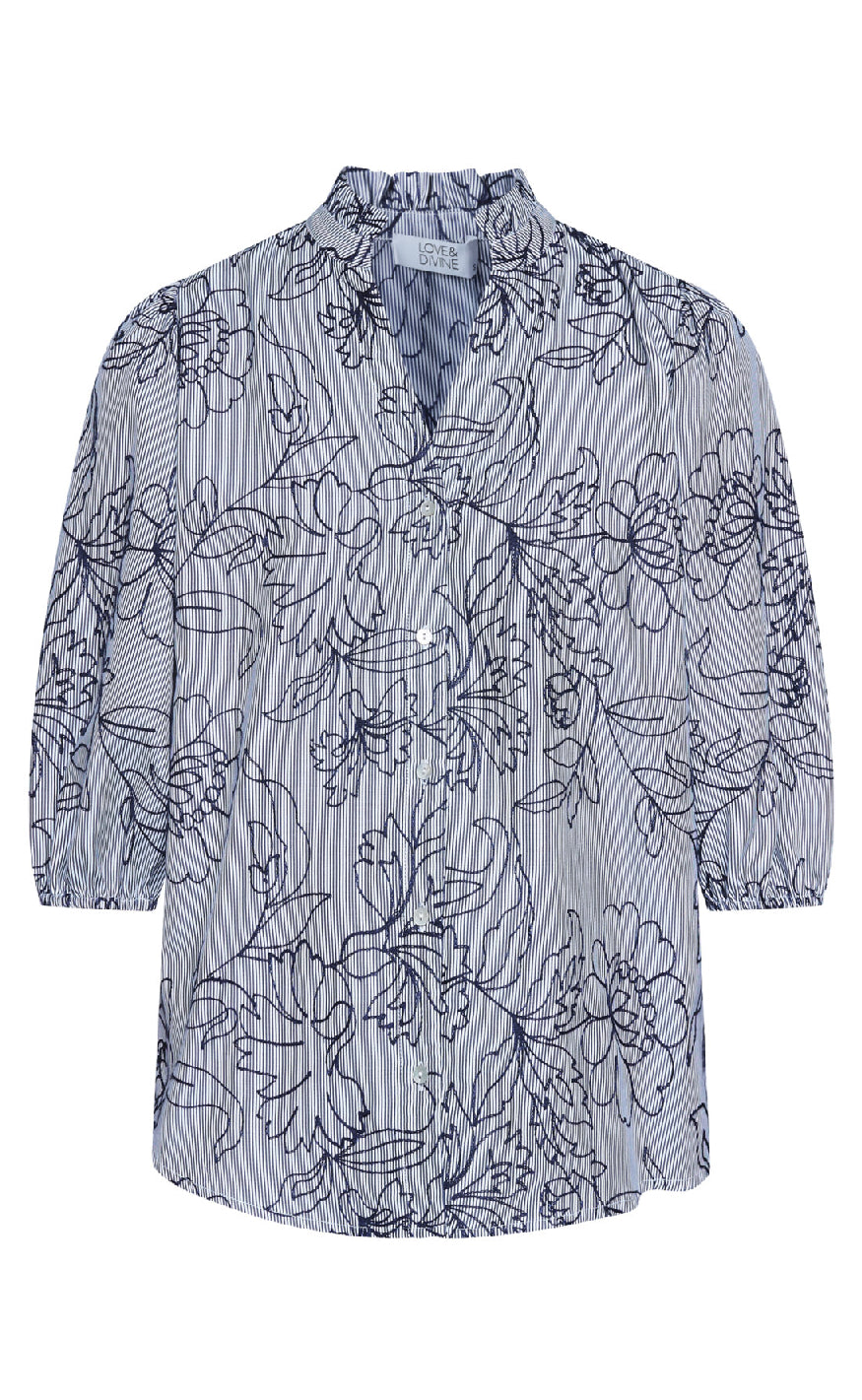 Love Divine Bluse Love456- Stripe Flower