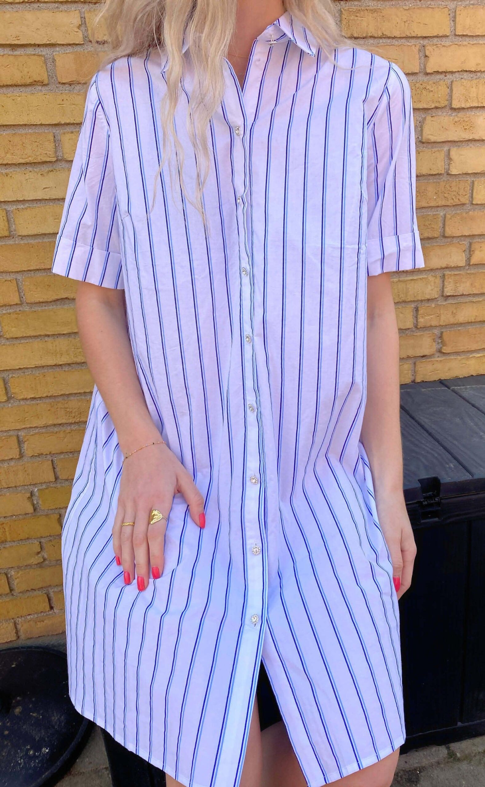 Love Divine Skjorte Love615 White Blue Stripe