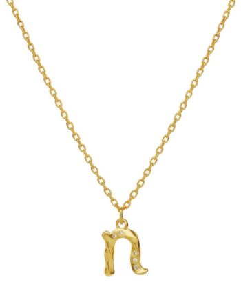 Maanesten Halskæde   Alphabet Gold Colour