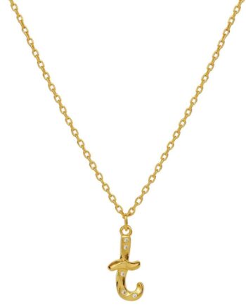 Maanesten Halskæde   Alphabet Gold Colour