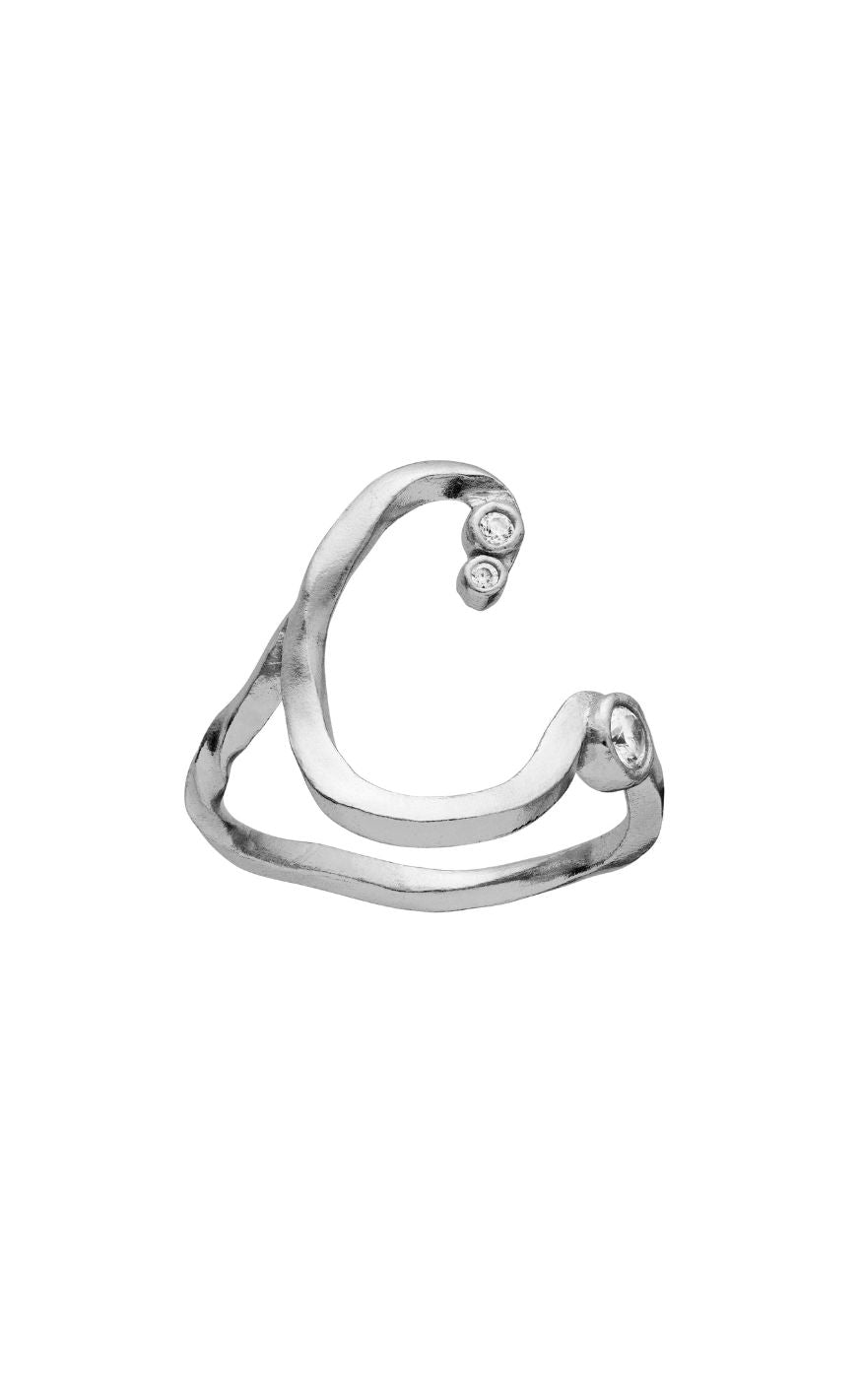 Maanesten Ring Alphabet Silver Colour