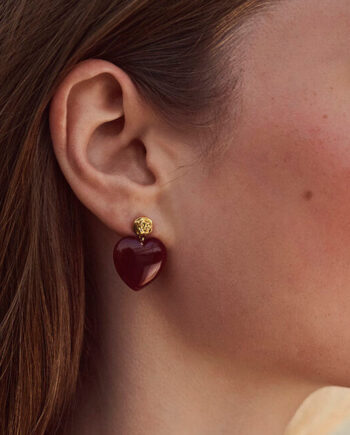 Maanesten øreringe Rosy Heart Red Jade