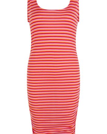 Mbym Kjole Dovile Red Nectarine Pink Stripe