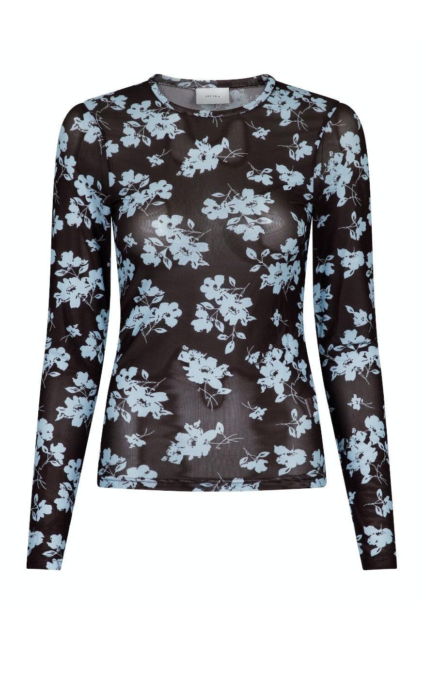 Neo Noir Bluse Ella Flower Chocolate Brown