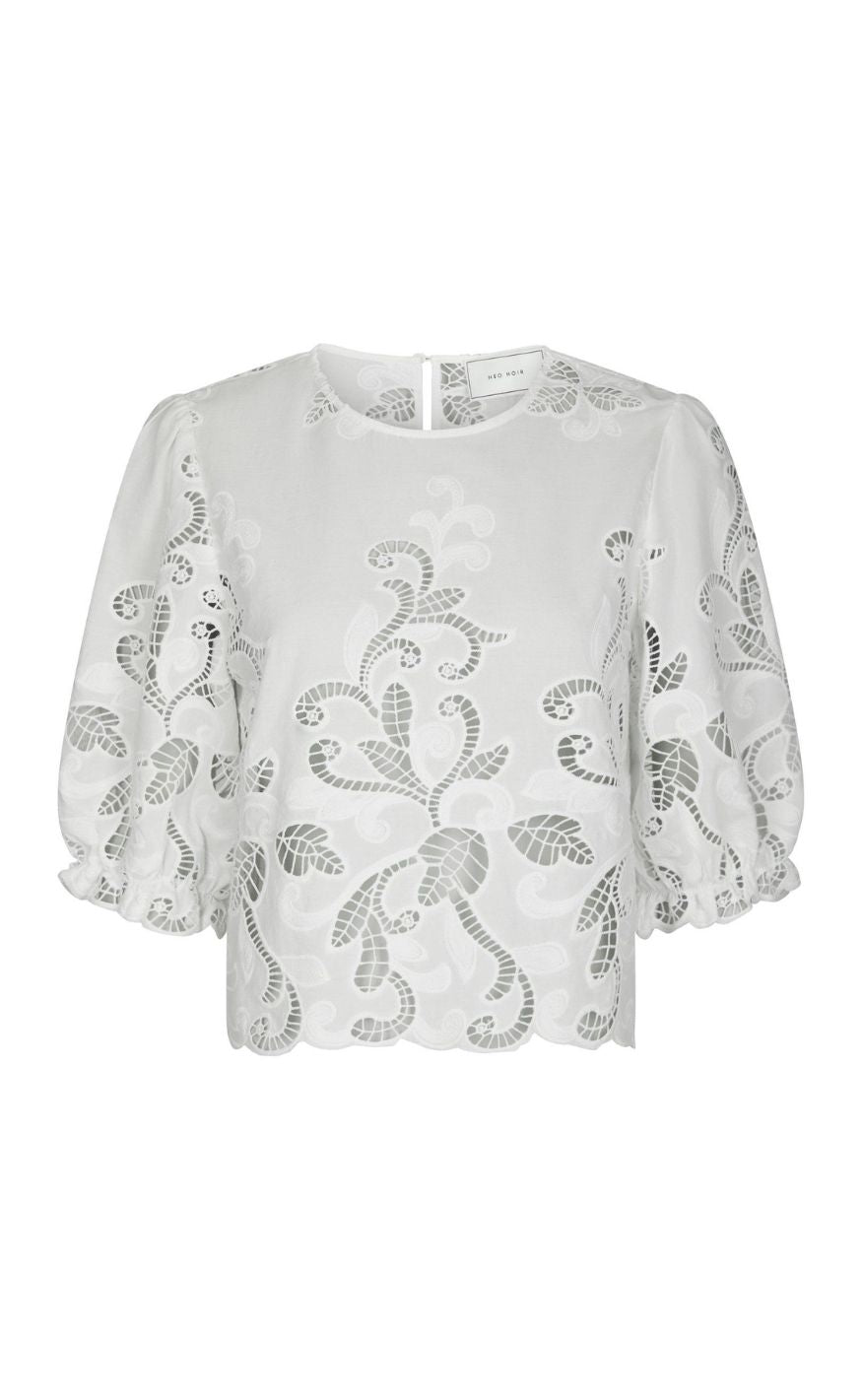 Neo Noir Bluse Fia Embrodery White