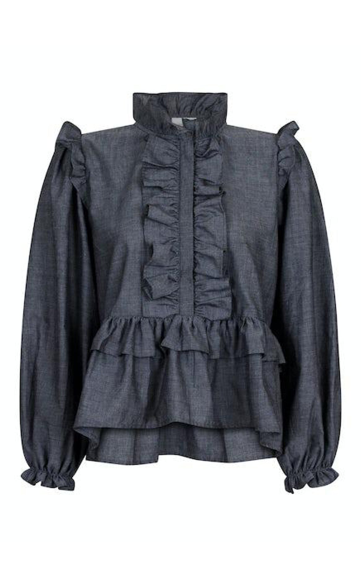 Neo Noir Bluse Hawaii Chambray Black