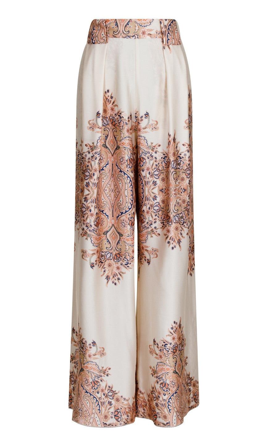 Neo Noir Bukser Mana Paisley Creme