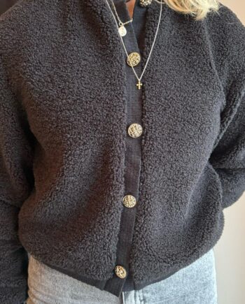 Neo Noir Cardigan Limo Fluffy Black