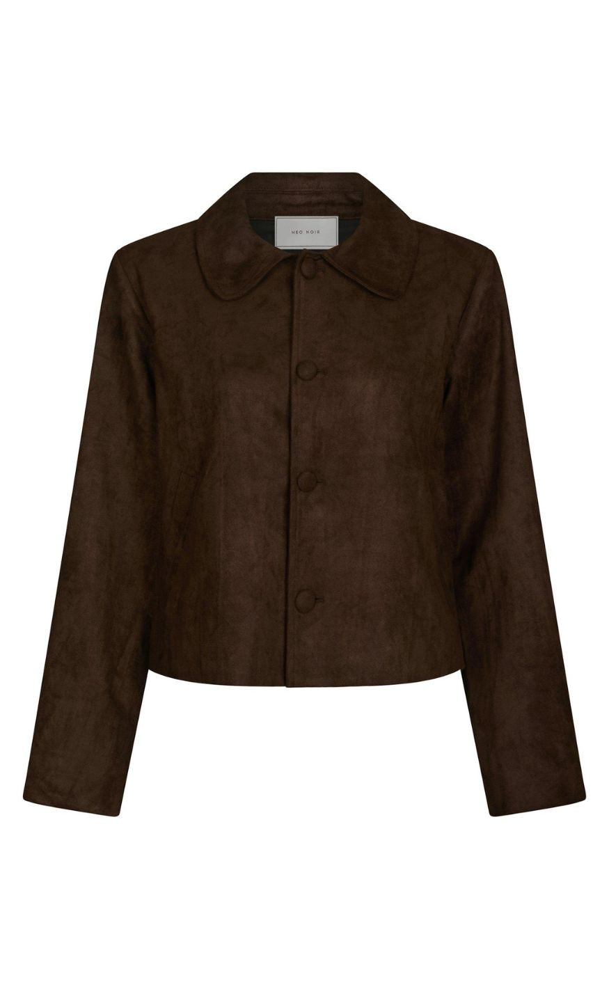 Neo Noir Jakke Nilo Faux Suede Dark Brown