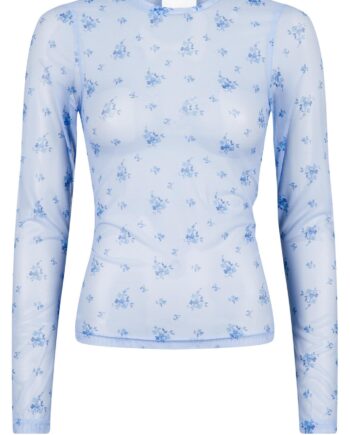 Neo Noir Mesh Bluse Ella Flower Light Blue