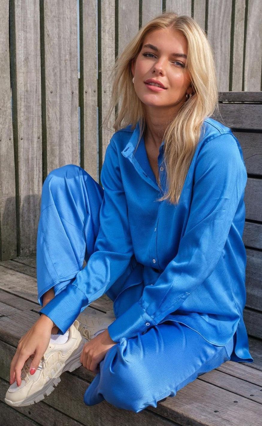 Neo Noir Skjorte Margit Crepe Blue