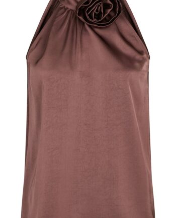 Neo Noir Top Rosette Heavy Sateen Dark Rose