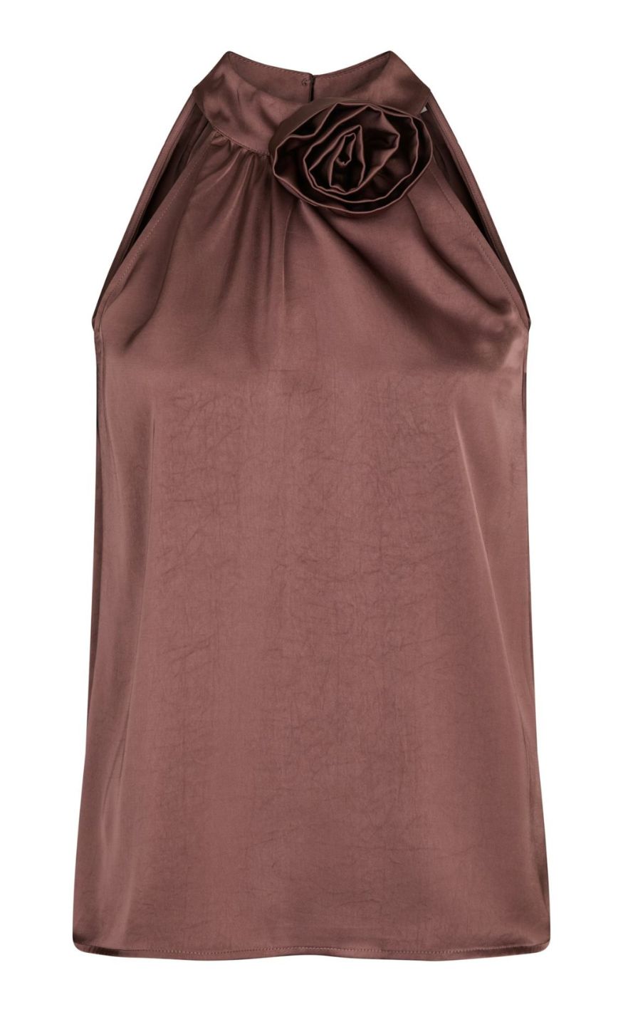 Neo Noir Top Rosette Heavy Sateen Dark Rose