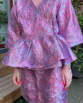 Noella Bluse Neva Wrap Lilac Jacquard