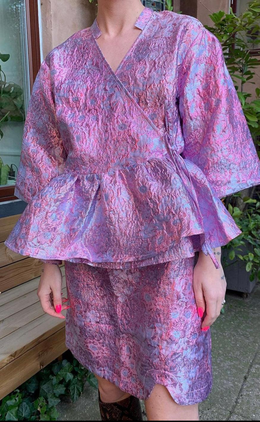 Noella Bluse Neva Wrap Lilac Jacquard