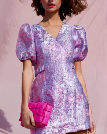 Noella Kjole Neva Belt Lilac Jacquard