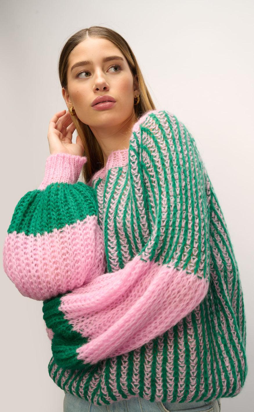 Noella Sweater Liana Green Bubblegum