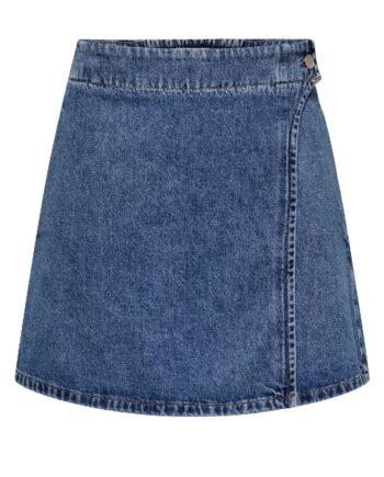 Only Nederdel Thea Wrap Short Medium Blue Denim