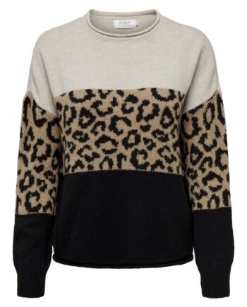 Only Strik Jade Animal Ls   -neck Moonbeam Black Toasted Coconut