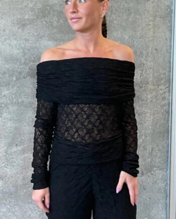 Pieces Bluse Naya Off Shoulder Lace Black