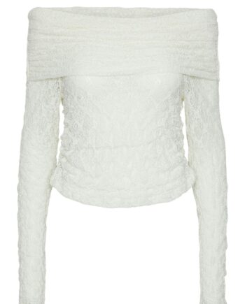 Pieces Bluse Naya Off Shoulder Lace Cloud Dancer