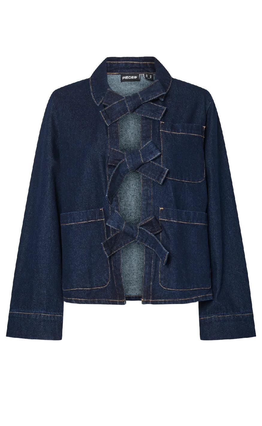 Pieces Bluse Ofelia Bow Medium Blue