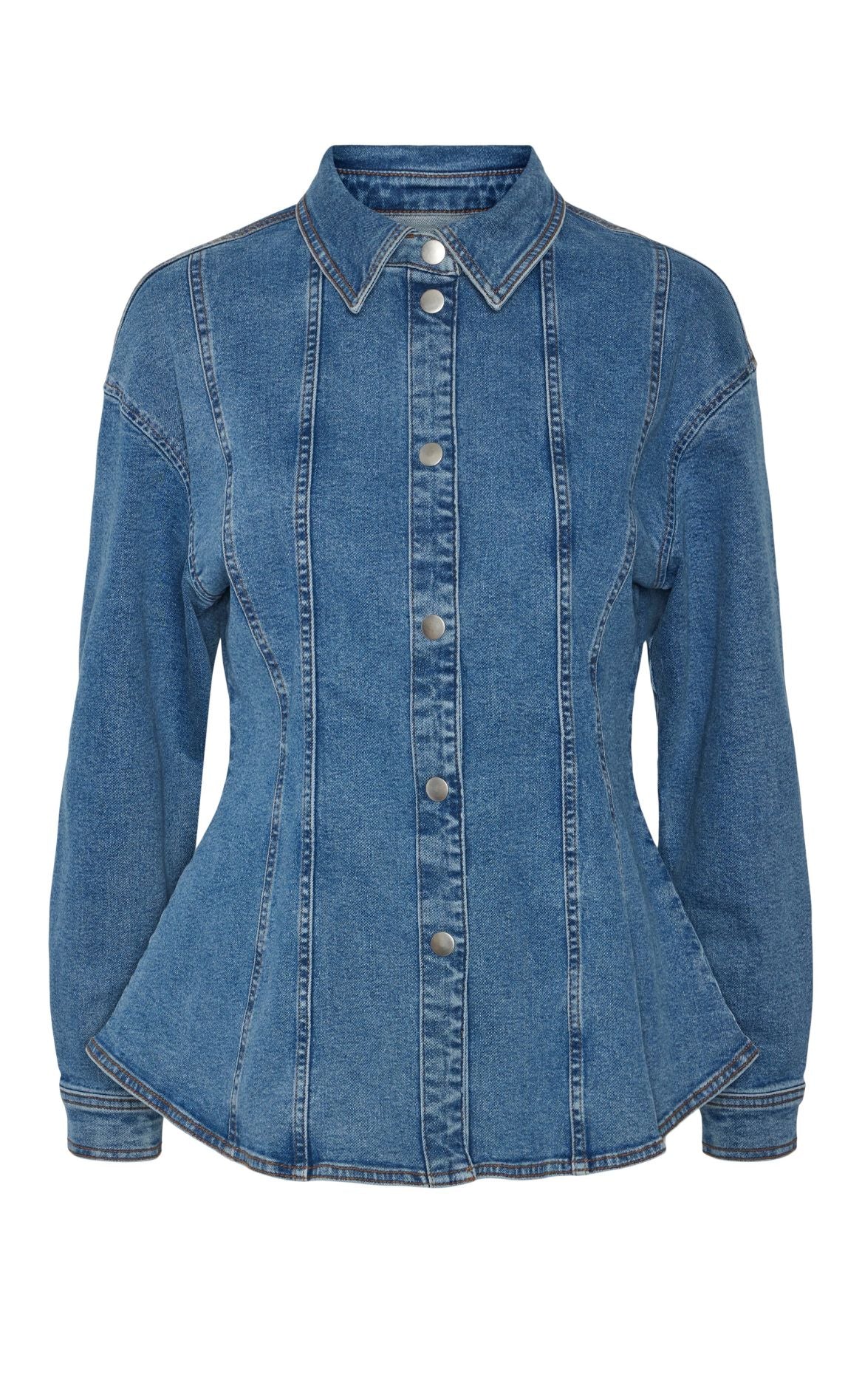 Pieces Skjorte Ginny Denim Medium Blue Denim