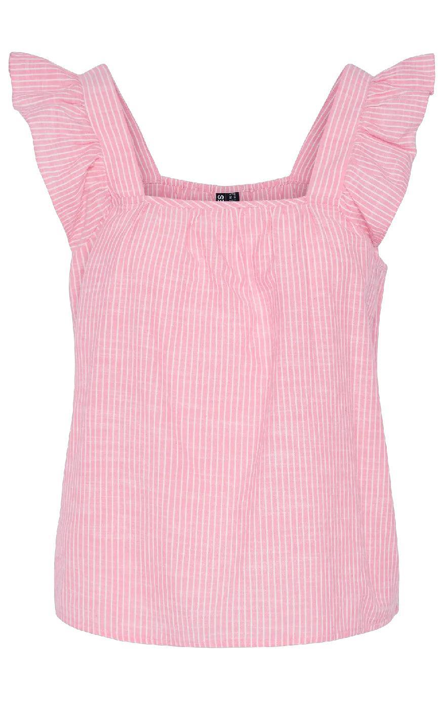 Pieces Top Apia Pink Lemonade Bright White