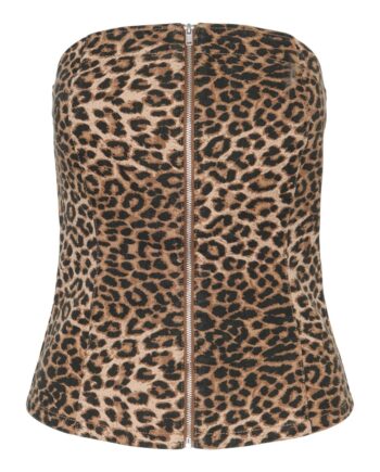 Pieces Top Ginger Zip Black Leo Denim