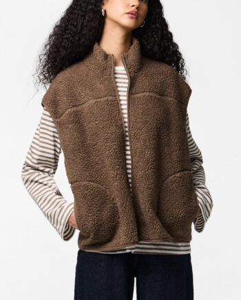 Pieces Vest Sadia Coffee Quartz