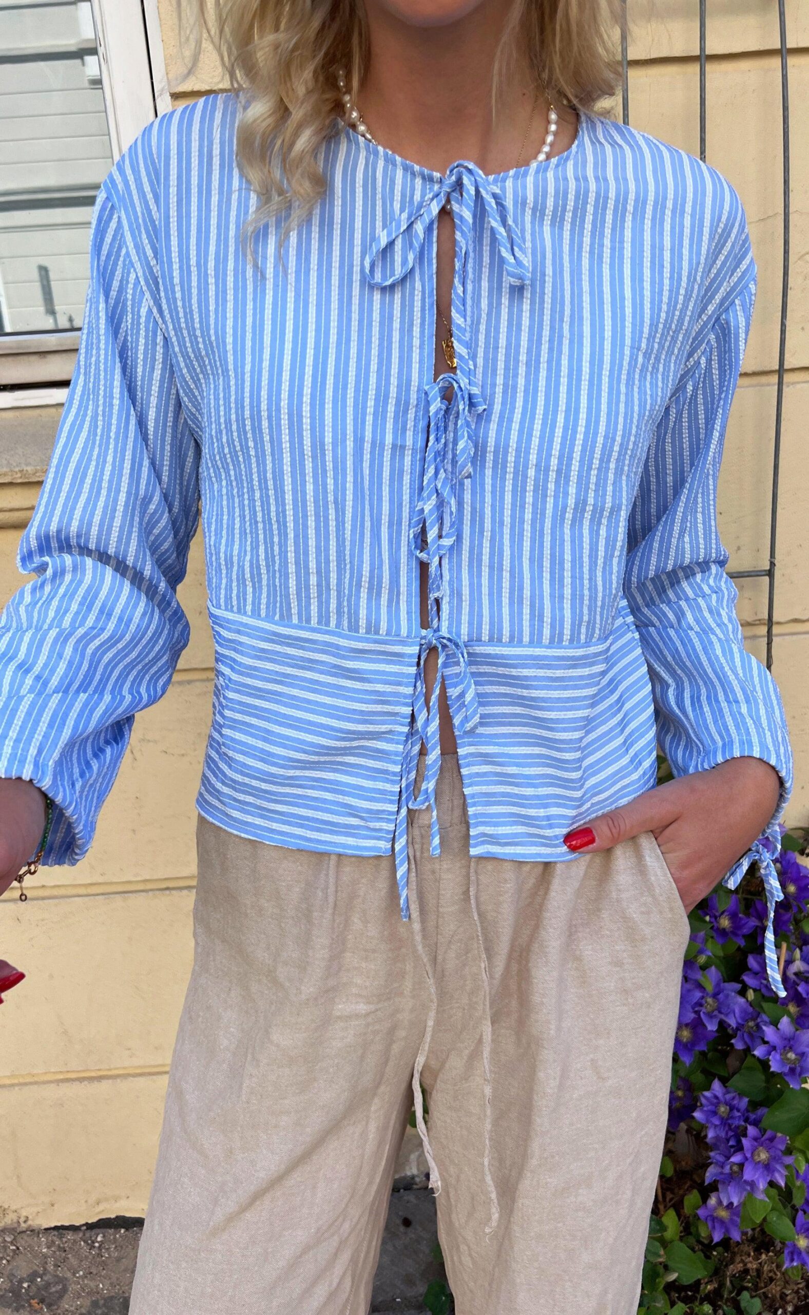 Say Ina Copenhagen Bluse Cornelia Blue White Stripe Vendbar