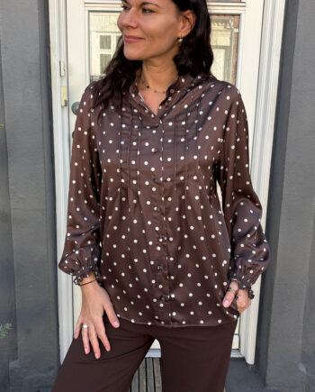 Say Ina Copenhagen Bluse Liara Dark Brown    White Dots