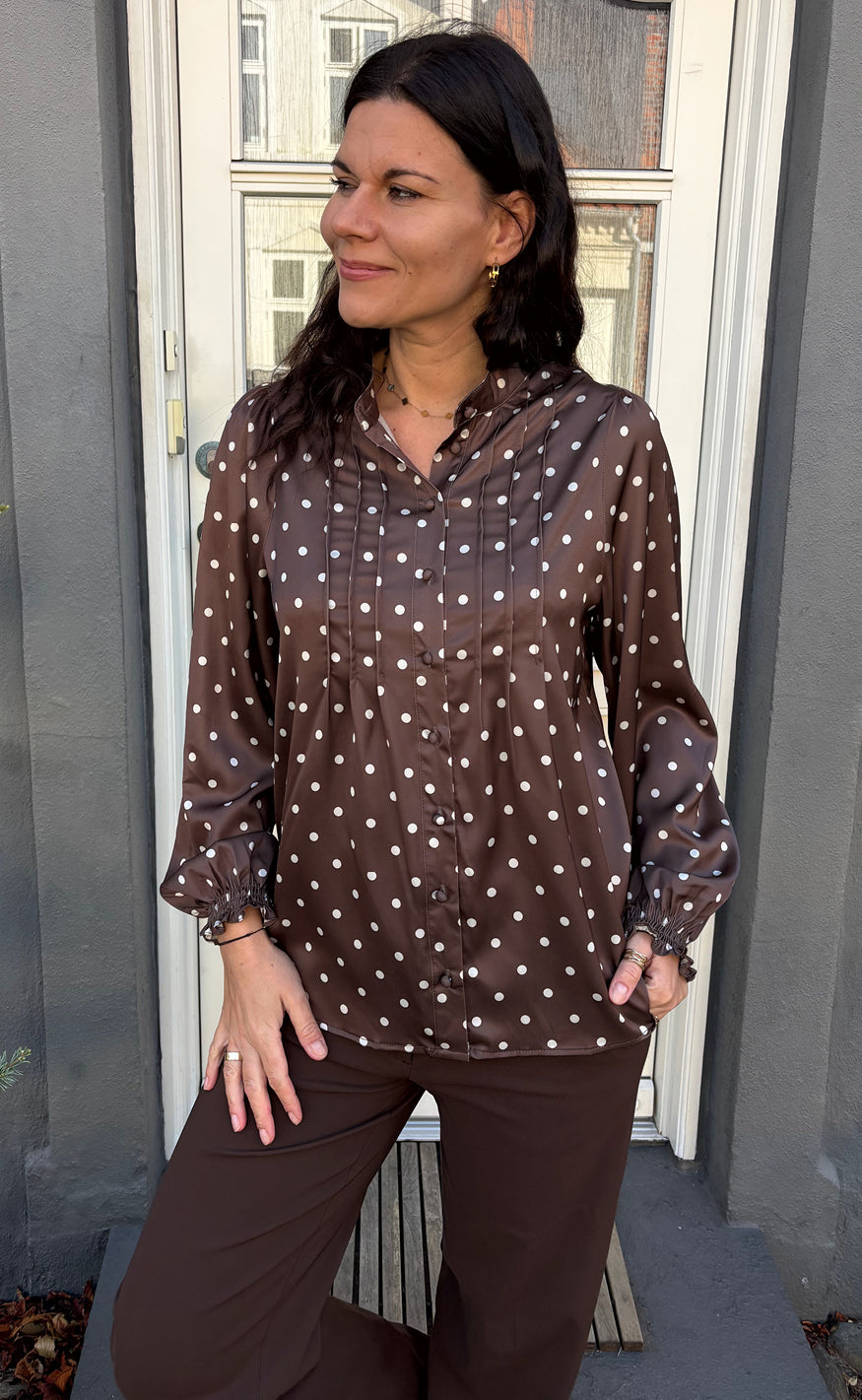 Say Ina Copenhagen Bluse Liara Dark Brown White Dots